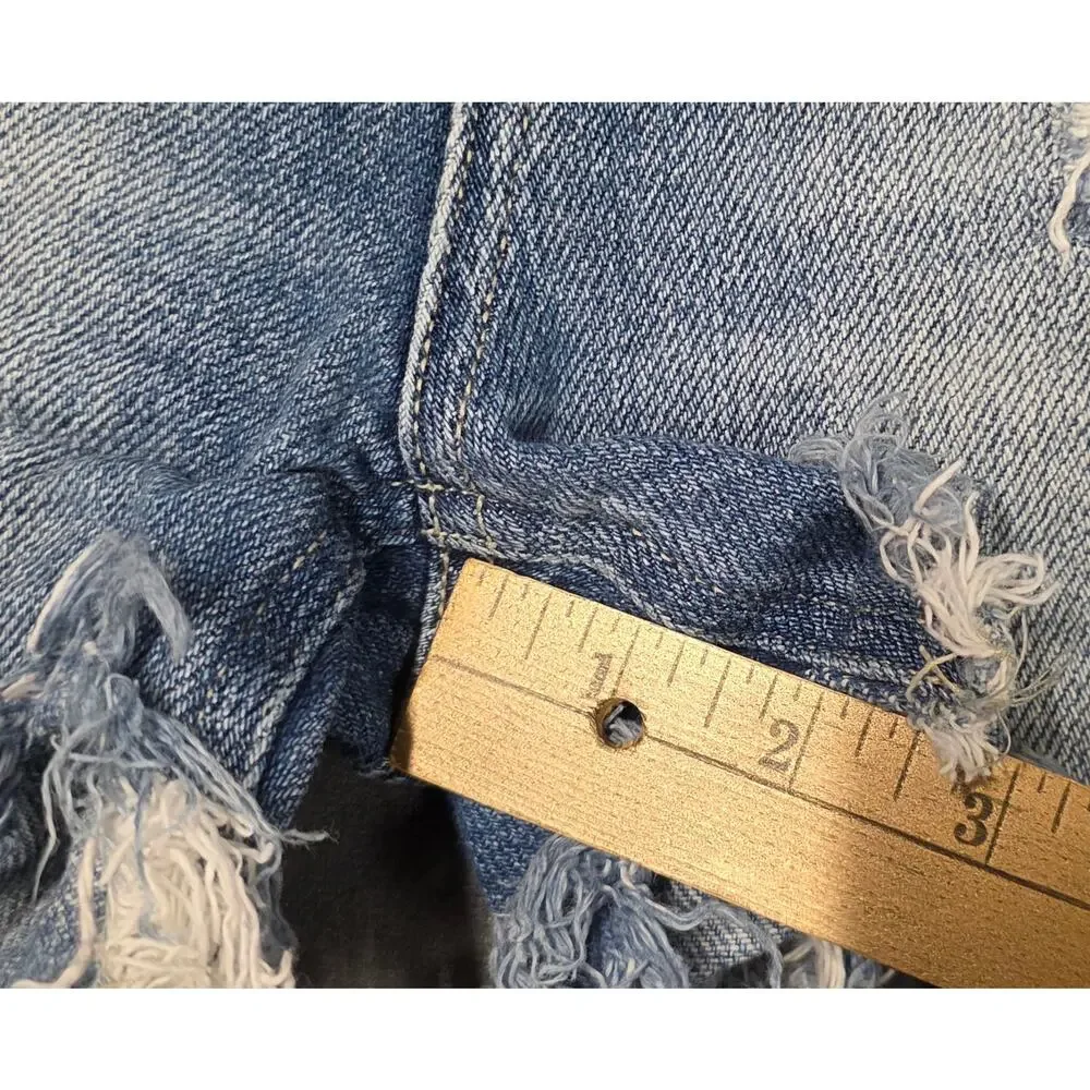Kancan Ella High Rise Fray Hem Mom Shorts Size 5/26 Cut Off Stretch Distressed